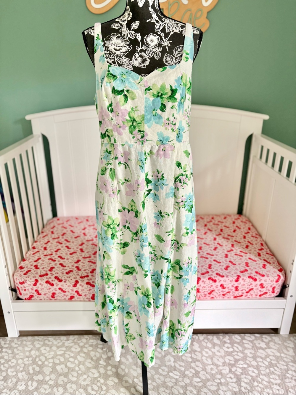 Old Navy large floral linen blend midi dress